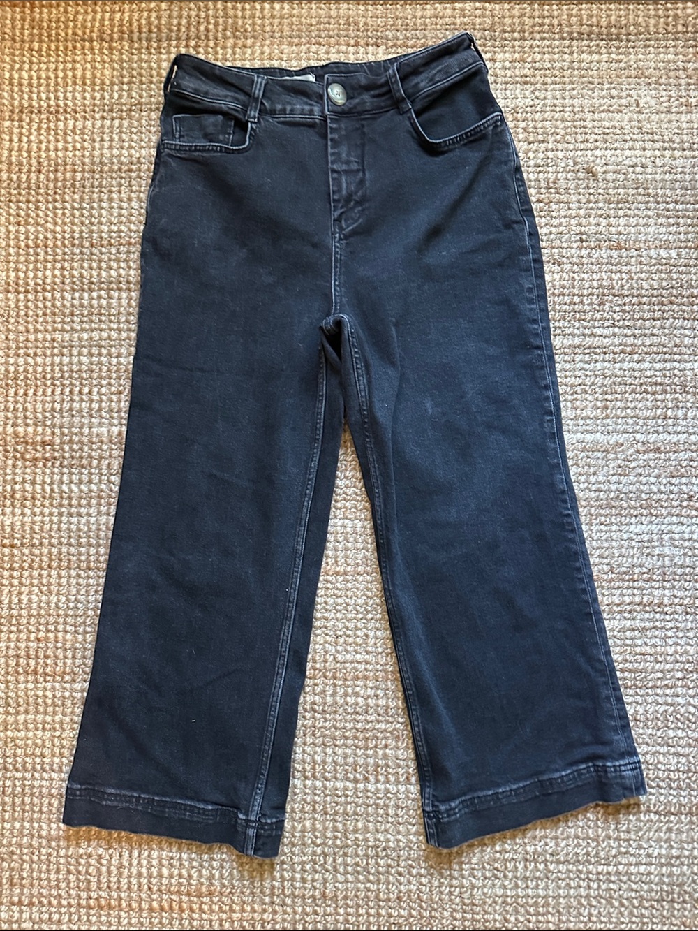 Pilcro The Skipper Wide Leg Cropped Black Denim Jeans 29